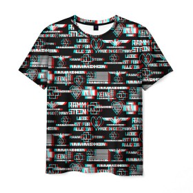 Мужская футболка 3D с принтом RAMMSTEIN GLITCH в Белгороде, 100% полиэфир | прямой крой, круглый вырез горловины, длина до линии бедер | 