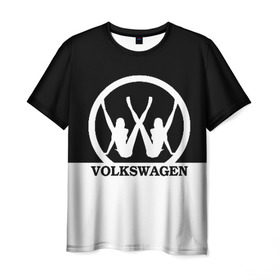 Мужская футболка 3D с принтом Volkswagen в Белгороде, 100% полиэфир | прямой крой, круглый вырез горловины, длина до линии бедер | brand | car | german | girls | logo | silhouette | volkswagen | автомобиль | девушки | логотип | марка | немецкий | силуэт