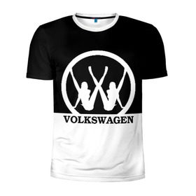 Мужская футболка 3D спортивная с принтом Volkswagen в Белгороде, 100% полиэстер с улучшенными характеристиками | приталенный силуэт, круглая горловина, широкие плечи, сужается к линии бедра | brand | car | german | girls | logo | silhouette | volkswagen | автомобиль | девушки | логотип | марка | немецкий | силуэт