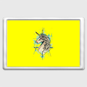 Магнит 45*70 с принтом Единорог Yellow Unicorn  в Белгороде, Пластик | Размер: 78*52 мм; Размер печати: 70*45 | unicorn | yellow unicorn | единорог | единорожки | животные | лошади