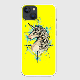 Чехол для iPhone 13 с принтом Единорог Yellow Unicorn в Белгороде,  |  | unicorn | yellow unicorn | единорог | единорожки | животные | лошади