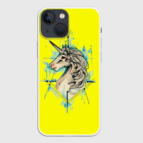 Чехол для iPhone 13 mini с принтом Единорог Yellow Unicorn в Белгороде,  |  | unicorn | yellow unicorn | единорог | единорожки | животные | лошади