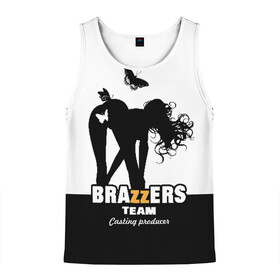 Мужская майка 3D с принтом Brazzers team Casting-producer в Белгороде, 100% полиэстер | круглая горловина, приталенный силуэт, длина до линии бедра. Пройма и горловина окантованы тонкой бейкой | adults | brazzers | butterflies | casting | girl | inscription | logo | movies | producer | silhouette | studio | team | бабочки | братья | девушка | кастинг | логотип | надпись | продюсер | силуэт | студия | фильмы