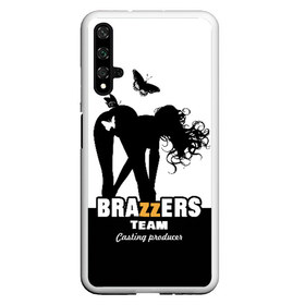 Чехол для Honor 20 с принтом Brazzers team Casting-producer в Белгороде, Силикон | Область печати: задняя сторона чехла, без боковых панелей | adults | brazzers | butterflies | casting | girl | inscription | logo | movies | producer | silhouette | studio | team | бабочки | братья | девушка | кастинг | логотип | надпись | продюсер | силуэт | студия | фильмы