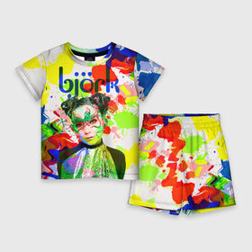Детский костюм с шортами 3D с принтом Bjork в Белгороде,  |  | art pop | avant garde | biork | bjork | electronica | experimental | авантгард | арт поп | бьёрк | бьйорк | бьорк | вокал | краски | радуга | цвета | электронтка
