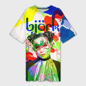 Платье-футболка 3D с принтом Bjork в Белгороде,  |  | Тематика изображения на принте: art pop | avant garde | biork | bjork | electronica | experimental | авантгард | арт поп | бьёрк | бьйорк | бьорк | вокал | краски | радуга | цвета | электронтка