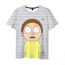 Мужская футболка 3D с принтом Morty is in prison в Белгороде, 100% полиэфир | прямой крой, круглый вырез горловины, длина до линии бедер | Тематика изображения на принте: c 137 | morty | morty smith | portal | rick | rick and morty | rick sanchez | sanchez | smith | морти | морти смит | портал | рик | рик и морти | рик санчез | санчез | смит