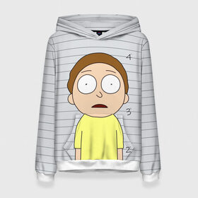 Женская толстовка 3D с принтом Morty is in prison в Белгороде, 100% полиэстер  | двухслойный капюшон со шнурком для регулировки, мягкие манжеты на рукавах и по низу толстовки, спереди карман-кенгуру с мягким внутренним слоем. | Тематика изображения на принте: c 137 | morty | morty smith | portal | rick | rick and morty | rick sanchez | sanchez | smith | морти | морти смит | портал | рик | рик и морти | рик санчез | санчез | смит