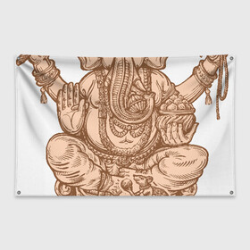 Флаг-баннер с принтом Ганеш в Белгороде, 100% полиэстер | размер 67 х 109 см, плотность ткани — 95 г/м2; по краям флага есть четыре люверса для крепления | бог. индуизм | буддизм | ганеш | ганеша | индия | кришна | мифология | оберег | ом | слон | талисман