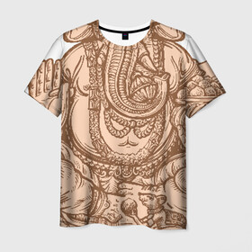 Мужская футболка 3D с принтом Ганеш в Белгороде, 100% полиэфир | прямой крой, круглый вырез горловины, длина до линии бедер | бог. индуизм | буддизм | ганеш | ганеша | индия | кришна | мифология | оберег | ом | слон | талисман