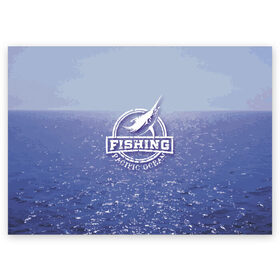 Поздравительная открытка с принтом Тихий океан в Белгороде, 100% бумага | плотность бумаги 280 г/м2, матовая, на обратной стороне линовка и место для марки
 | fish | fishing | marlin | pacific ocean | марлин | рыба | рыбалка | тихий океан