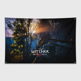 Флаг-баннер с принтом THE WITCHER 3WILD HUNT в Белгороде, 100% полиэстер | размер 67 х 109 см, плотность ткани — 95 г/м2; по краям флага есть четыре люверса для крепления | cd projekt red | ciri | game | geralt | geralt of rivia | gwynbleidd | the witcher | the witcher 3: wild hunt | ведьмак | ведьмак 3: дикая охота | геральт | геральт из ривии | цири | цирилла