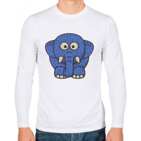 Мужской лонгслив хлопок с принтом Голубой слоник в Белгороде, 100% хлопок |  | Тематика изображения на принте: животные | мамонт | маугли | персонаж | природа | слон | слоник