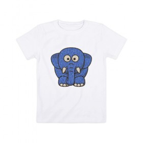Детская футболка хлопок с принтом Голубой слоник в Белгороде, 100% хлопок | круглый вырез горловины, полуприлегающий силуэт, длина до линии бедер | животные | мамонт | маугли | персонаж | природа | слон | слоник