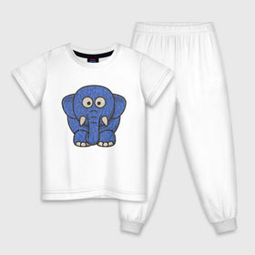 Детская пижама хлопок с принтом Голубой слоник в Белгороде, 100% хлопок |  брюки и футболка прямого кроя, без карманов, на брюках мягкая резинка на поясе и по низу штанин
 | Тематика изображения на принте: животные | мамонт | маугли | персонаж | природа | слон | слоник