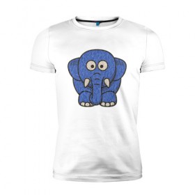 Мужская футболка премиум с принтом Голубой слоник в Белгороде, 92% хлопок, 8% лайкра | приталенный силуэт, круглый вырез ворота, длина до линии бедра, короткий рукав | животные | мамонт | маугли | персонаж | природа | слон | слоник