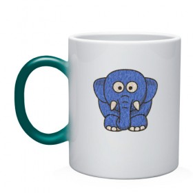 Кружка хамелеон с принтом Голубой слоник в Белгороде, керамика | меняет цвет при нагревании, емкость 330 мл | животные | мамонт | маугли | персонаж | природа | слон | слоник