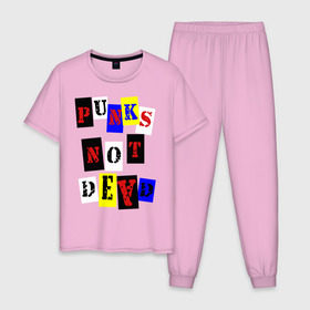 Мужская пижама хлопок с принтом Punks not dead в Белгороде, 100% хлопок | брюки и футболка прямого кроя, без карманов, на брюках мягкая резинка на поясе и по низу штанин
 | punks | панки | хой