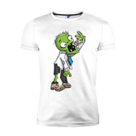 Мужская футболка премиум с принтом Больной зомби в Белгороде, 92% хлопок, 8% лайкра | приталенный силуэт, круглый вырез ворота, длина до линии бедра, короткий рукав | апокалипсис | больной | зеленый зомби | зомби | постапокалипсис | уставший зомби