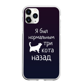 Чехол для iPhone 11 Pro Max матовый с принтом Я был в норме три кота назад в Белгороде, Силикон |  | Тематика изображения на принте: cats | normal | жизненно | жизнь | котики | коты | котэ | кошатник | кошатница | кошка | кошки | нормальный