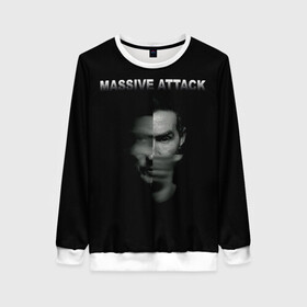 Женский свитшот 3D с принтом Massive attack в Белгороде, 100% полиэстер с мягким внутренним слоем | круглый вырез горловины, мягкая резинка на манжетах и поясе, свободная посадка по фигуре | 100 suns | dance | electronic | masive atack | masive attack | mezannine | one point six | tricky | trip hop | triphop | мэссив аттак