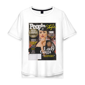 Мужская футболка хлопок Oversize с принтом Lady GAGA в Белгороде, 100% хлопок | свободный крой, круглый ворот, “спинка” длиннее передней части | Тематика изображения на принте: lady gaga | знаменитости | леди гага | музыка | поп