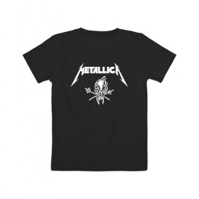 Детская футболка хлопок с принтом METALLICA в Белгороде, 100% хлопок | круглый вырез горловины, полуприлегающий силуэт, длина до линии бедер | metallica | metallica logo | rock | метал группа | металл | металлика логотип | музыка | рок | трэш метал | хеви метал