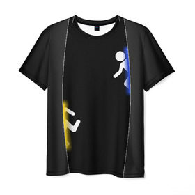 Мужская футболка 3D с принтом Portal в Белгороде, 100% полиэфир | прямой крой, круглый вырез горловины, длина до линии бедер | Тематика изображения на принте: half life | головоломка | портал | телепорт