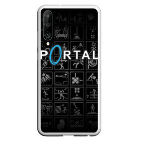 Чехол для Honor P30 с принтом Portal icons в Белгороде, Силикон | Область печати: задняя сторона чехла, без боковых панелей | half life | головоломка | иконки | пиктограммы | портал | телепорт