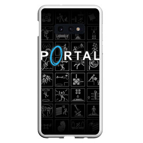 Чехол для Samsung S10E с принтом Portal icons в Белгороде, Силикон | Область печати: задняя сторона чехла, без боковых панелей | half life | головоломка | иконки | пиктограммы | портал | телепорт