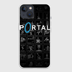 Чехол для iPhone 13 с принтом Portal icons в Белгороде,  |  | Тематика изображения на принте: half life | головоломка | иконки | пиктограммы | портал | телепорт