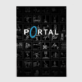 Постер с принтом Portal icons в Белгороде, 100% бумага
 | бумага, плотность 150 мг. Матовая, но за счет высокого коэффициента гладкости имеет небольшой блеск и дает на свету блики, но в отличии от глянцевой бумаги не покрыта лаком | half life | головоломка | иконки | пиктограммы | портал | телепорт