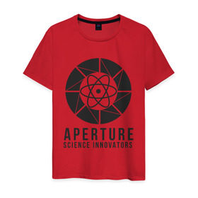 Мужская футболка хлопок с принтом APERTURE lab. в Белгороде, 100% хлопок | прямой крой, круглый вырез горловины, длина до линии бедер, слегка спущенное плечо. | Тематика изображения на принте: aperture | aperture science innovators | game | portal | portal 2