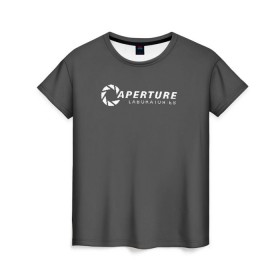 Женская футболка 3D с принтом APERTURE lab. в Белгороде, 100% полиэфир ( синтетическое хлопкоподобное полотно) | прямой крой, круглый вырез горловины, длина до линии бедер | aperture | aperture science innovators | game | portal | portal 2