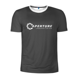 Мужская футболка 3D спортивная с принтом APERTURE lab. в Белгороде, 100% полиэстер с улучшенными характеристиками | приталенный силуэт, круглая горловина, широкие плечи, сужается к линии бедра | aperture | aperture science innovators | game | portal | portal 2