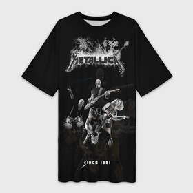 Платье-футболка 3D с принтом Metallica в Белгороде,  |  | metalica | metallica | группа | джеймс хэтфилд | кирк хэмметт | ларс ульрих | метал | металика | металлика | миталика | музыка | роберт трухильо | рок | трэш | трэшметал | хард | хеви
