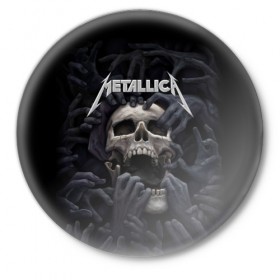 Значок с принтом Metallica в Белгороде,  металл | круглая форма, металлическая застежка в виде булавки | metalica | metallica | группа | джеймс хэтфилд | кирк хэмметт | ларс ульрих | метал | металика | металлика | миталика | музыка | роберт трухильо | рок | трэш | трэшметал | хард | хеви