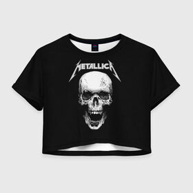 Женская футболка Cropp-top с принтом Metallica в Белгороде, 100% полиэстер | круглая горловина, длина футболки до линии талии, рукава с отворотами | metalica | metallica | группа | джеймс хэтфилд | кирк хэмметт | ларс ульрих | метал | металика | металлика | миталика | музыка | роберт трухильо | рок | трэш | трэшметал | хард | хеви