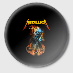 Значок с принтом Metallica в Белгороде,  металл | круглая форма, металлическая застежка в виде булавки | metalica | metallica | группа | джеймс хэтфилд | кирк хэмметт | ларс ульрих | метал | металика | металлика | миталика | музыка | роберт трухильо | рок | трэш | трэшметал | хард | хеви