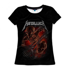 Женская футболка 3D с принтом Metallica в Белгороде, 100% полиэфир ( синтетическое хлопкоподобное полотно) | прямой крой, круглый вырез горловины, длина до линии бедер | metalica | metallica | группа | джеймс хэтфилд | кирк хэмметт | ларс ульрих | метал | металика | металлика | миталика | музыка | роберт трухильо | рок | трэш | трэшметал | хард | хеви