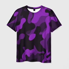 Мужская футболка 3D с принтом Камуфляж в Белгороде, 100% полиэфир | прямой крой, круглый вырез горловины, длина до линии бедер | 23 февраля | black | camouflage | february 23 | khaki | military | soldier | военный | камуфляж | солдат | фиолетовый | хаки | черный
