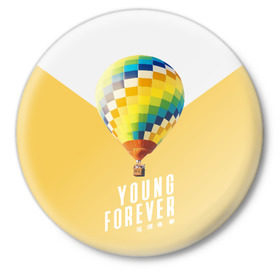 Значок с принтом BTS Young Forever в Белгороде,  металл | круглая форма, металлическая застежка в виде булавки | balloon | bangtan boys | beyond the scene | boyband | boys | bts | chin | chonguk | edm | emblem | hip hop | jimin | jj hope | k pop | logo | rb | rm | shuga | south korean | wee | бойбенд | ви | воздушный шар | джей хоуп | логотип | мальчики | сюга