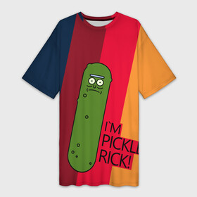 Платье-футболка 3D с принтом Pickle Rick в Белгороде,  |  | c 137 | morty | morty smith | portal | rick | rick and morty | rick sanchez | sanchez | smith | морти | морти смит | огурчик рик | пикл рик | пиклрик | портал | рик | рик и морти | рик санчез | санчез | смит