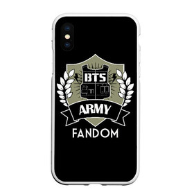 Чехол для iPhone XS Max матовый с принтом BTS Army Fandom в Белгороде, Силикон | Область печати: задняя сторона чехла, без боковых панелей | Тематика изображения на принте: army | bangtan boys | beyond the scene | boys | bts | chin | edm | emblem | fandom | fans | hieroglyphs | hip hop | jimin | k pop | logo | rainbow | rb | rm | south korean | армия | бойбенд | ви | джей хоуп | иероглифы | логотип | мальчики | радуга 