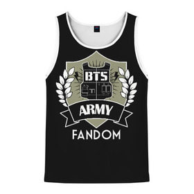 Мужская майка 3D с принтом BTS Army Fandom в Белгороде, 100% полиэстер | круглая горловина, приталенный силуэт, длина до линии бедра. Пройма и горловина окантованы тонкой бейкой | army | bangtan boys | beyond the scene | boys | bts | chin | edm | emblem | fandom | fans | hieroglyphs | hip hop | jimin | k pop | logo | rainbow | rb | rm | south korean | армия | бойбенд | ви | джей хоуп | иероглифы | логотип | мальчики | радуга 