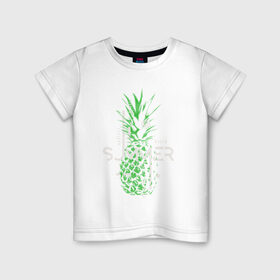 Детская футболка хлопок с принтом Crazy Summer в Белгороде, 100% хлопок | круглый вырез горловины, полуприлегающий силуэт, длина до линии бедер | crazy | summer | абстракция | ананас | летняя | лето | фрукт