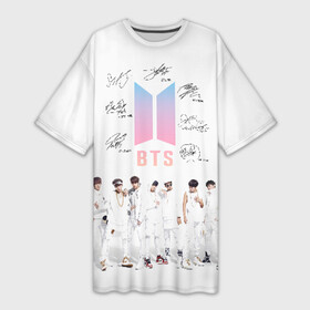 Платье-футболка 3D с принтом BTS в Белгороде,  |  | autographs | bangtan boys | beyond the scene | boyband | boys | bts | chin | chonguk | edm | emblem | hip hop | jimin | jj hope | k pop | logo | rb | rm | shuga | south korean | wee | автографы | бойбенд | ви | джей хоуп | логотип | мальчики | сюга 