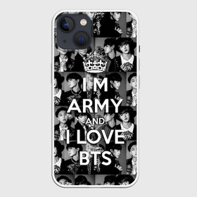 Чехол для iPhone 13 с принтом I am army and I lover BTS в Белгороде,  |  | bangtan boys | beyond the scene | boyband | boys | bts | chin | chonguk | collage | crown | edm | flowers | hip hop | jimin | jj hope | k pop | photo | r  b | rm | south korean | suga | wee | бойбенд | ви | джей хоуп | коллаж | корона | мальчики | с