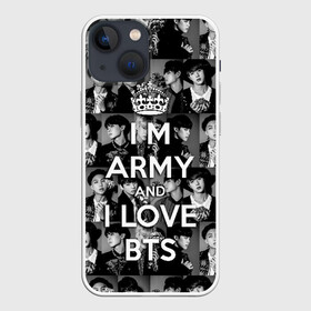 Чехол для iPhone 13 mini с принтом I am army and I lover BTS в Белгороде,  |  | bangtan boys | beyond the scene | boyband | boys | bts | chin | chonguk | collage | crown | edm | flowers | hip hop | jimin | jj hope | k pop | photo | r  b | rm | south korean | suga | wee | бойбенд | ви | джей хоуп | коллаж | корона | мальчики | с