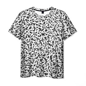Мужская футболка 3D с принтом буквы ЙУХАН в Белгороде, 100% полиэфир | прямой крой, круглый вырез горловины, длина до линии бедер | Тематика изображения на принте: алфавит | белый | буквы | паттрен | слово | узор